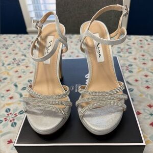 Nina Women's Silver Strappy Heels